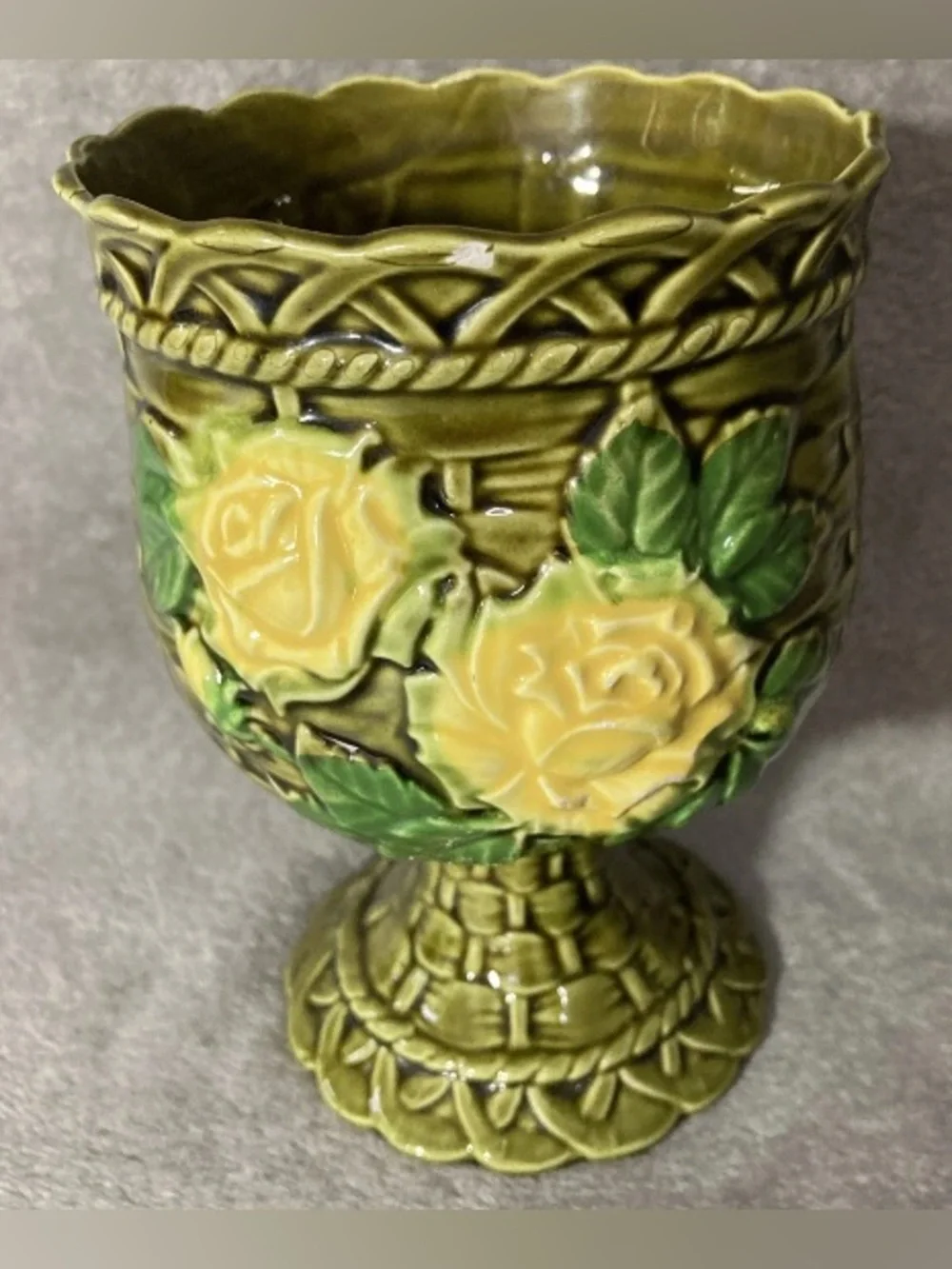 Rubens Original 1969 Rambling Rose Green Lattice 6”x4” Succulent Planter 2140